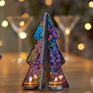 Partylite MYSTIC GLIMMER CHRISTMAS TREE  TEALIGHT HOLDER NEW IN BOX RARE P93136